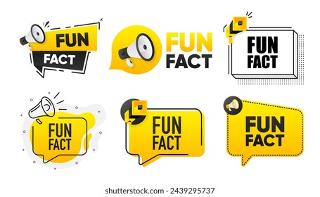 Fun Fact. Megaphone label collection with text. Marketing and promotion. Vector Illustration.