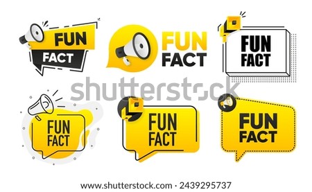 Fun Fact. Megaphone label collection with text. Marketing and promotion. Vector Illustration.