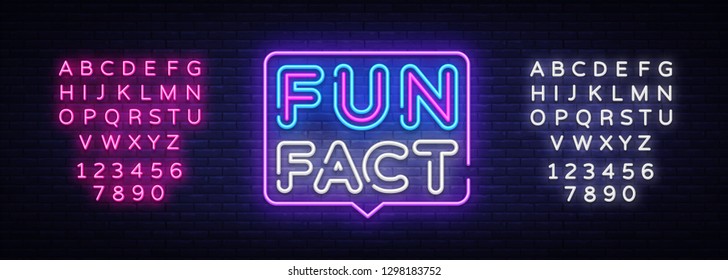 Fun Fact neon sign vector. Facts Design template neon sign, light banner, neon signboard, nightly bright advertising, light inscription. Vector illustration. Editing text neon sign