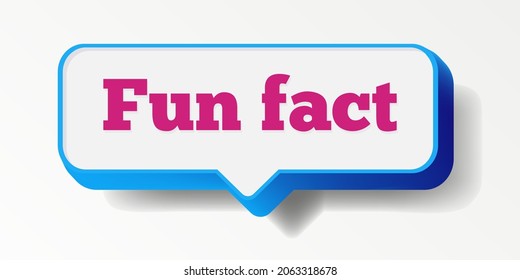Fun fact speech bubble 3d modern style isolated on white background. Did you know message banner. Vector 10 eps