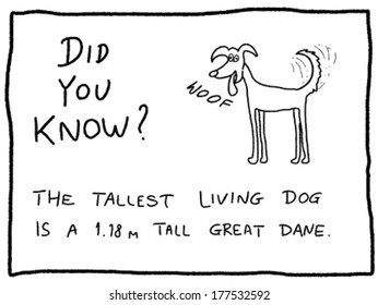 Fun fact trivia - useful doodle cartoon illustration usable as a webcomic or for funny section of a newspaper.