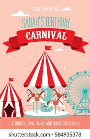 fun fair/ carnival birthday invitation template vector/illustration