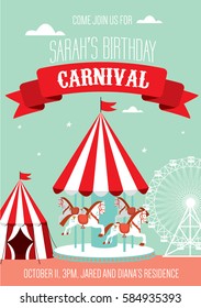 fun fair/ carnival birthday invitation template vector/illustration