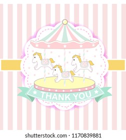 Fun fair carnival carousel,Pastel merry-go-round carousel vector,carousel horses isolated icon design,carousel horses emblem circus