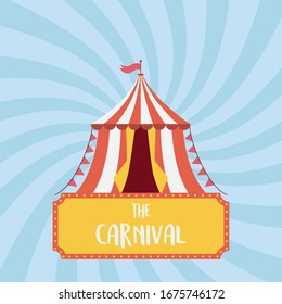 fun fair carnival tent flag recreation entertainment vector illustration