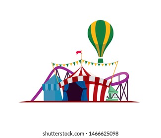 Fun Fair with Circus Tent, Ferris Wheel and Roller Coaster Arena