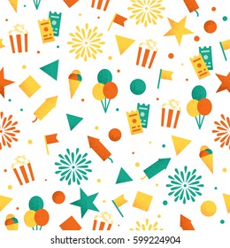 Fun fair seamless pattern. Holiday background. Vector illustration