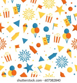 Fun fair seamless pattern. Holiday background. Vector illustration
