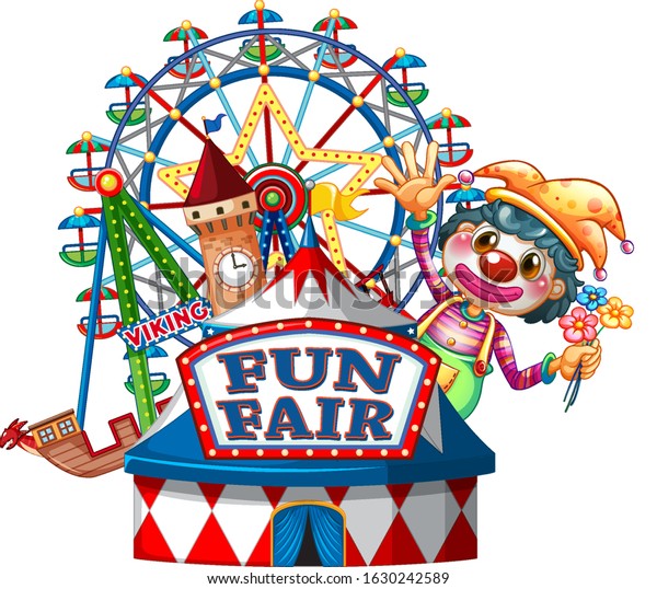Fun Fair Sign Template Happy Clown Stock Vector (Royalty Free ...