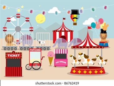 vectorial/ilustración de feria divertida