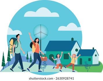 Fun Family Travel Vacation Illustration