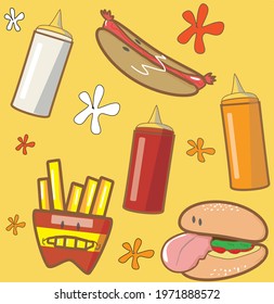 fun fast food design, used for background or motif pattern

