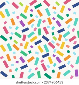 A fun and festive seamless pattern with colorful confetti on a white background.Falling colorful confetti doodle seamless pattern vector image