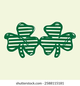 A fun and festive shamrock-shaped glasses illustration, perfect for St. Patrick’s Day celebrations, Irish-themed designs, and party decorations. Ideal for digital projects, apparel, and branding.