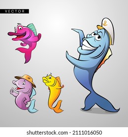 Fun fish character mascot cartoon vector