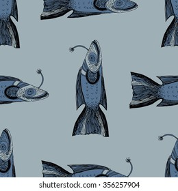 

Fun fish on light blue background.