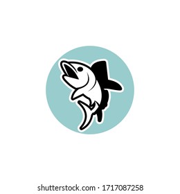 fun fish vector animal graphic design in circle frame