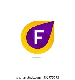 Fun flat F letter logo sign. Abstract shape element icon vector design