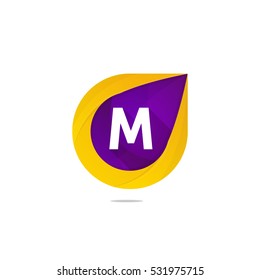 Fun flat M letter logo sign. Abstract shape element icon vector design