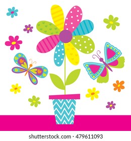 fun flower pot with butterfly