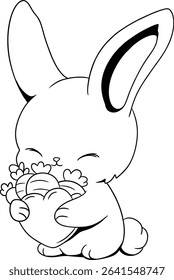 Fun and fluffy bunny with big ears and a happy smile! Perfect for kids to color and enjoy.