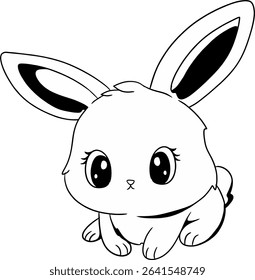 Fun and fluffy bunny with big ears and a happy smile! Perfect for kids to color and enjoy.