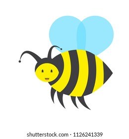 fun flying bee,vector image, flat design