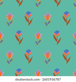 Fun folk repeat floral pattern