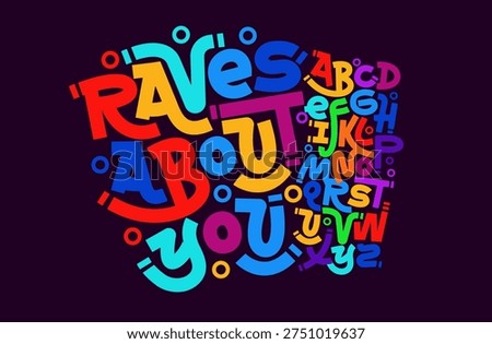 Fun Font Kid Logo Alphabet Color Typography Childish Letter Set, Creative Typographic Design for Carnival Title Text, Music Fest Poster Headline and Logotype. Funny Colorful Fonts. Vector Typeface