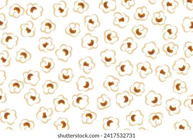 Fun food pattern. Popcorn illustration background. Flat design. Vector.