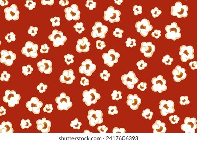 Fun food popcorn pattern illustration. Packing surface branding pattern. Vector.