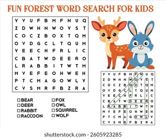 Fun Forest Word Search for Kids