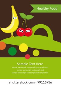 fun frame design with fruits and vegetables. vector illustration