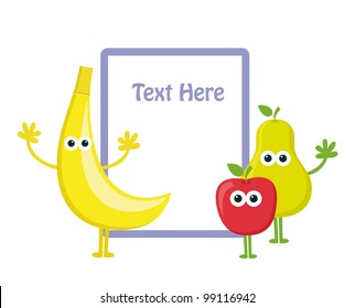 fun frame design with fruits and vegetables. vector illustration