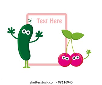 fun frame design with fruits and vegetables. vector illustration