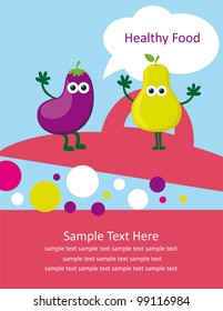 fun frame design with fruits and vegetables. vector illustration