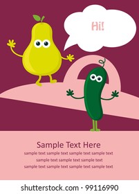 fun frame design with fruits and vegetables. vector illustration