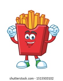 fun French fries cartoon mascot character design vector
