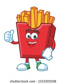 fun French fries cartoon mascot character design vector