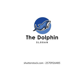 fun friendly dolphin with heart logo vector illustration for health care medical hospitality business brand