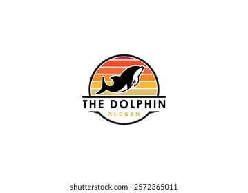 fun friendly dolphin with heart logo vector for health care medical hospitality business brand