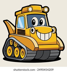 Fun and friendly line art drawing of a bulldozer