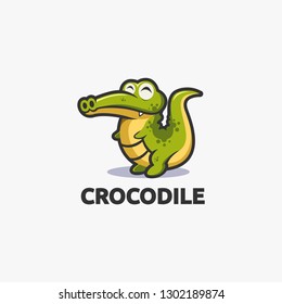 Fun friendly mascot crocodile logo cartoon template on white background