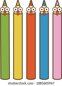 Fun friends of 5 colored pencils