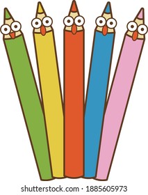 Fun friends of 5 colored pencils