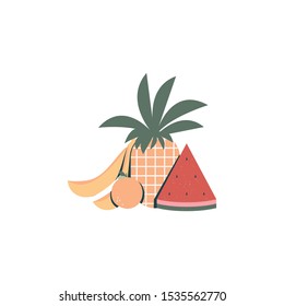 Fun fruit salad styled design elements. Great for packaging, social media, presentation, decor.