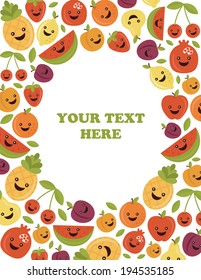 fun fruits frame design. vector illustration