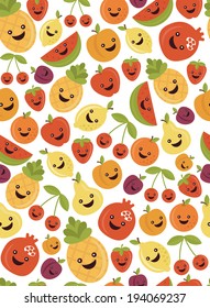 fun fruits seamless pattern design. vector illustration