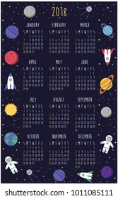 Fun Galaxy Calendar 2018