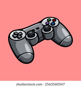 fun game console controller stick cartoon isolated drawing line art style sketch classic vintage design illustration